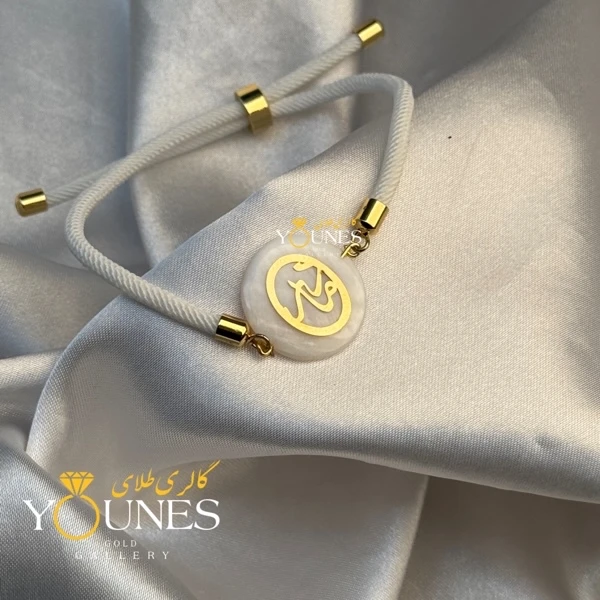 دستبند مادر طلا بیضی سنگ صدفی